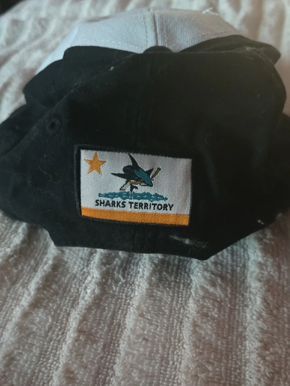 Kids Black and White Baseball Cap with Shark Hockey Logo Limited Edition